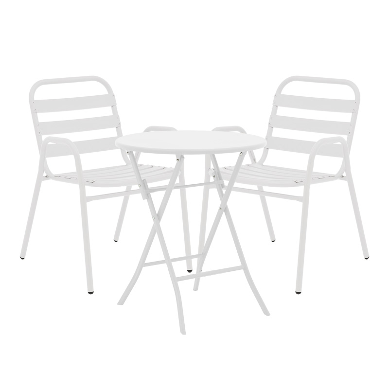 product_pako_130-000189 Τραπεζαρία Albero-Sussie 3τεμ μέταλλο σε λευκή απόχρωση Φ60x70εκ - Image 1