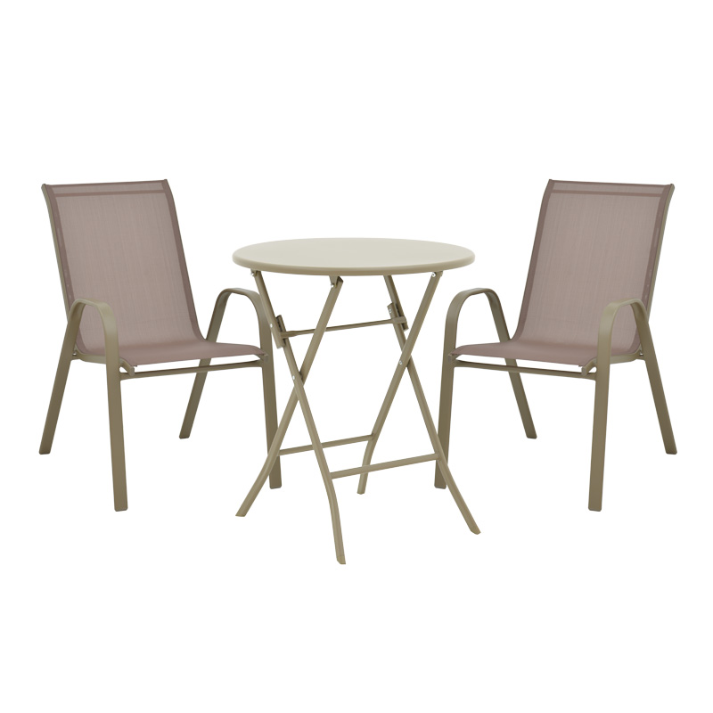 product_pako_130-000194 Τραπεζαρία Albero-Calan 3τεμ μέταλλο σε σαμπανιζέ απόχρωση Φ60x70εκ - Image 1