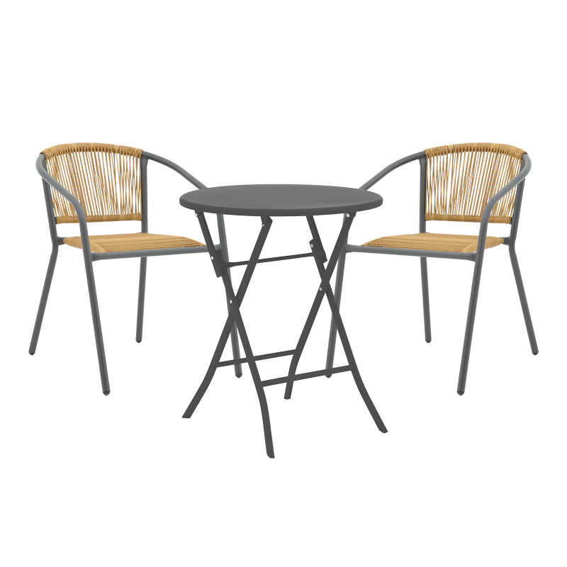 product_pako_130-000195 Τραπεζαρία Albero-Lindaria πτυσσόμενη σετ 3τεμ μέταλλο σε ανθρακί απόχρωση - Image 1