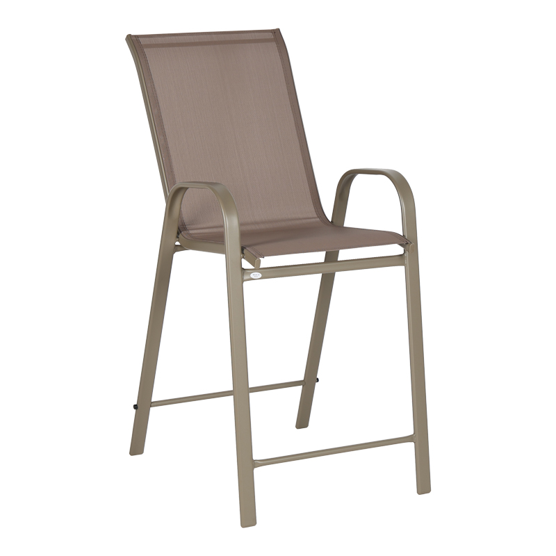 product_pako_130-000199 Σκαμπό μπαρ μεσαίου ύψους Calan σαμπανιζέ μέταλλο-textilene σε ανοιχτή καφέ απόχρωση 55x70x114εκ - Image 1