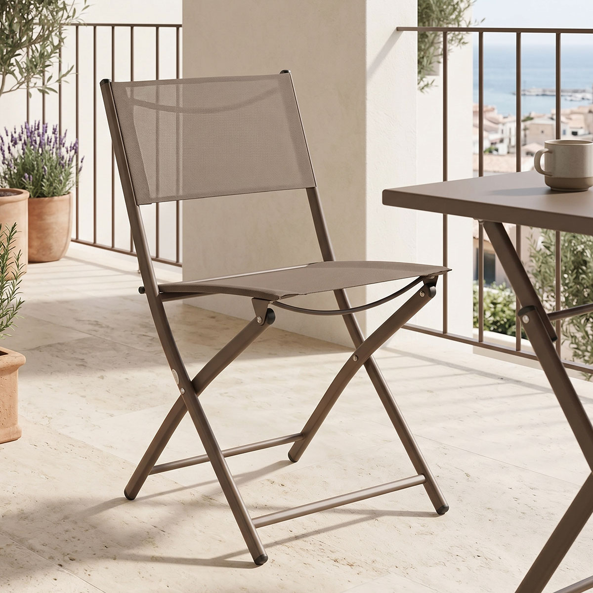 product_pako_130-000203 Καρέκλα Jeve πτυσσόμενη σαμπανιζέ μέταλλο και textilene 46x51x81εκ (Σετ 4 τεμαχίων) - Image 1
