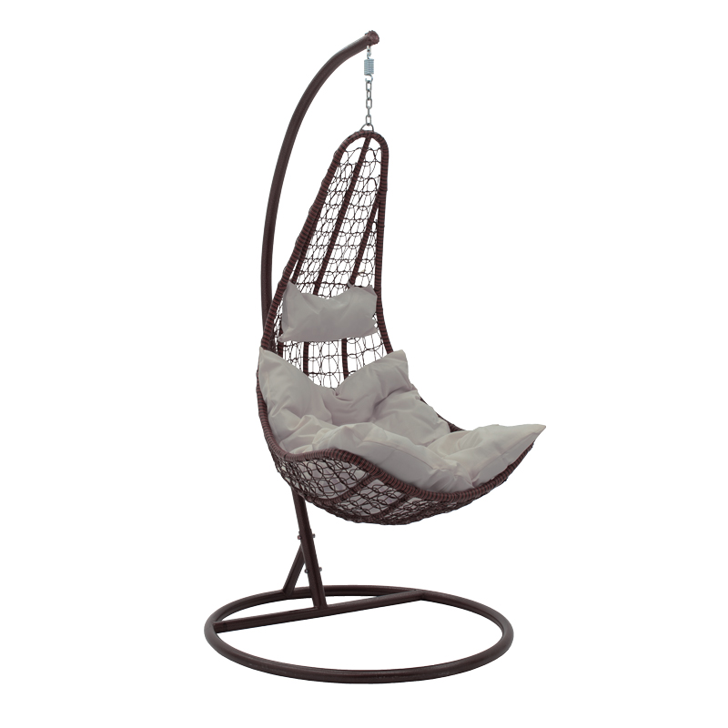 product_pako_135-000026 Κούνια Soleil κρεμαστή μέταλλο καφέ-pp καφέ-μαξιλάρι μπεζ 103x83x200εκ - Image 1