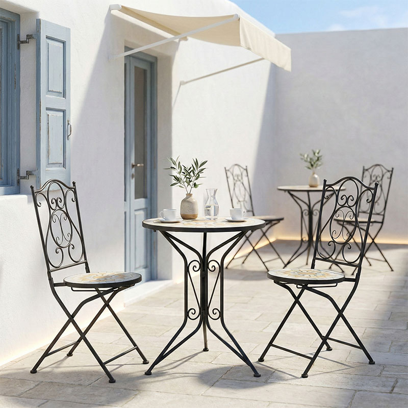 product_pako_137-000011 Τραπεζαρία Sellis σετ 3τεμ μωσαικό-μέταλλο μαύρο - Image 1