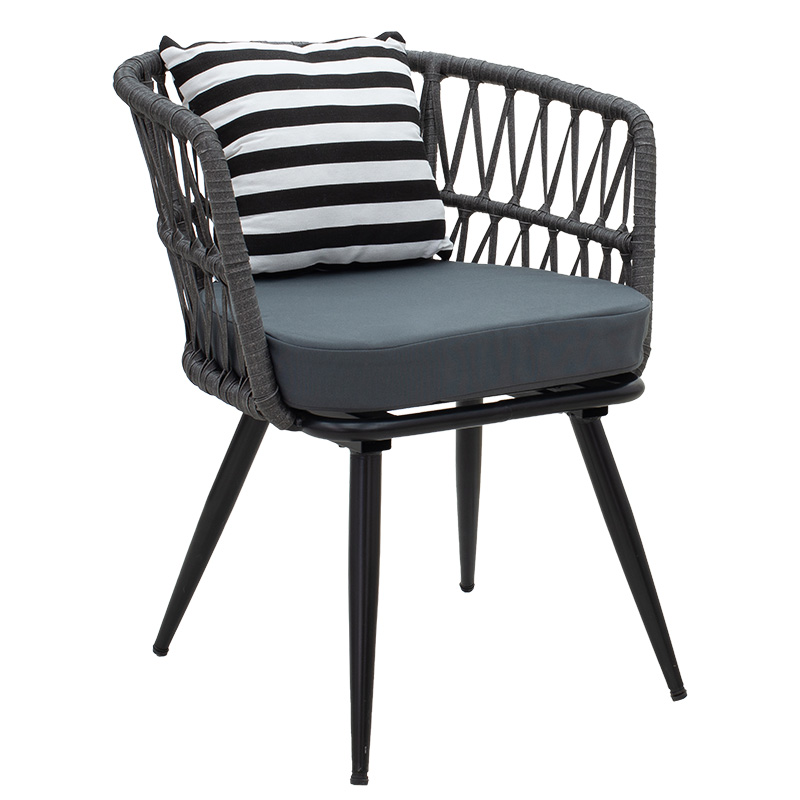 product_pako_140-000044 Πολυθρόνα Naoki μέταλλο μαύρο-pe γκρι-μαξιλάρι ασπρόμαυρο - Image 1