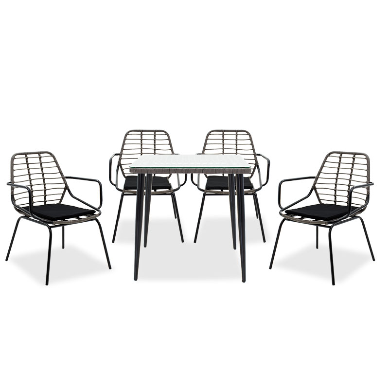 product_pako_140-000046 Τραπεζαρία Naoki σετ 5τεμ μέταλλο μαύρο pe γκρι - Image 1