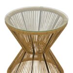Τραπέζι Mabil rattan φυσικό-γυαλί Φ50x55εκ - Image 2