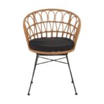 Πολυθρόνα Felicia rattan φυσικό-μεταλλικό μαύρο πόδι Φ60x81εκ - Image 3