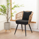 Πολυθρόνα Naoki pe rattan -metal σε φυσική απόχρωση με μαύρα πόδια/μαξιλάρι 62x60x80εκ - Image 2