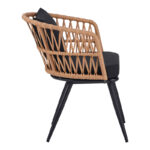 Πολυθρόνα Naoki pe rattan -metal σε φυσική απόχρωση με μαύρα πόδια/μαξιλάρι 62x60x80εκ - Image 4