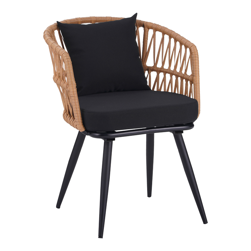 product_pako_140-000060 Πολυθρόνα Naoki pe rattan -metal σε φυσική απόχρωση με μαύρα πόδια/μαξιλάρι 62x60x80εκ - Image 1