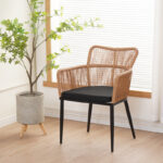 Πολυθρόνα Naoki pe rattan -metal σε φυσική απόχρωση με μαύρα πόδια/μαξιλάρι 59x62.5x82εκ - Image 2