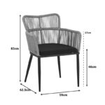 Πολυθρόνα Naoki pe rattan -metal σε φυσική απόχρωση με μαύρα πόδια/μαξιλάρι 59x62.5x82εκ - Image 8