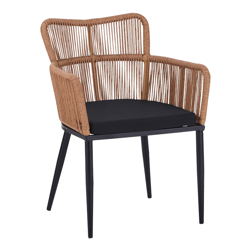 product_pako_140-000061 Πολυθρόνα Naoki pe rattan -metal σε φυσική απόχρωση με μαύρα πόδια/μαξιλάρι 59x62.5x82εκ - Image 1