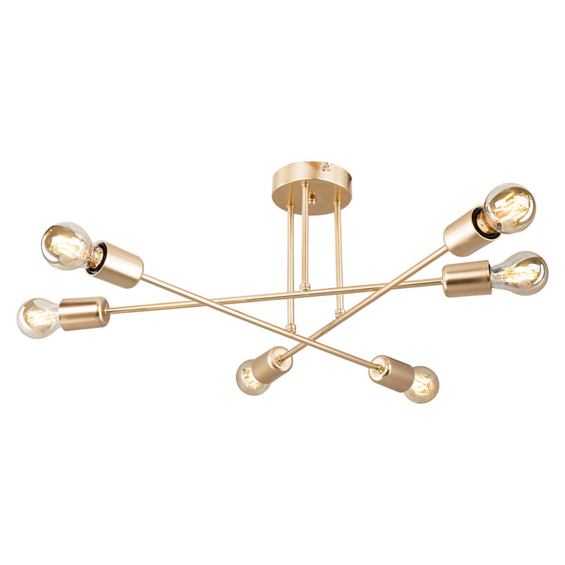 product_pako_147-000071 Φωτιστικό οροφής εξάφωτο PWL-1122 Ε27 χρυσό Φ61x25εκ - Image 1