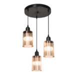 Φωτιστικό οροφής τρίφωτο PWL-1195 Ε27 μαύρο-amber Φ30x80εκ - Image 3