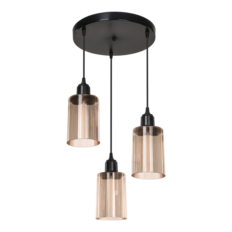 product_pako_147-000121 Φωτιστικό οροφής τρίφωτο PWL-1195 Ε27 μαύρο-amber Φ30x80εκ - Image 1