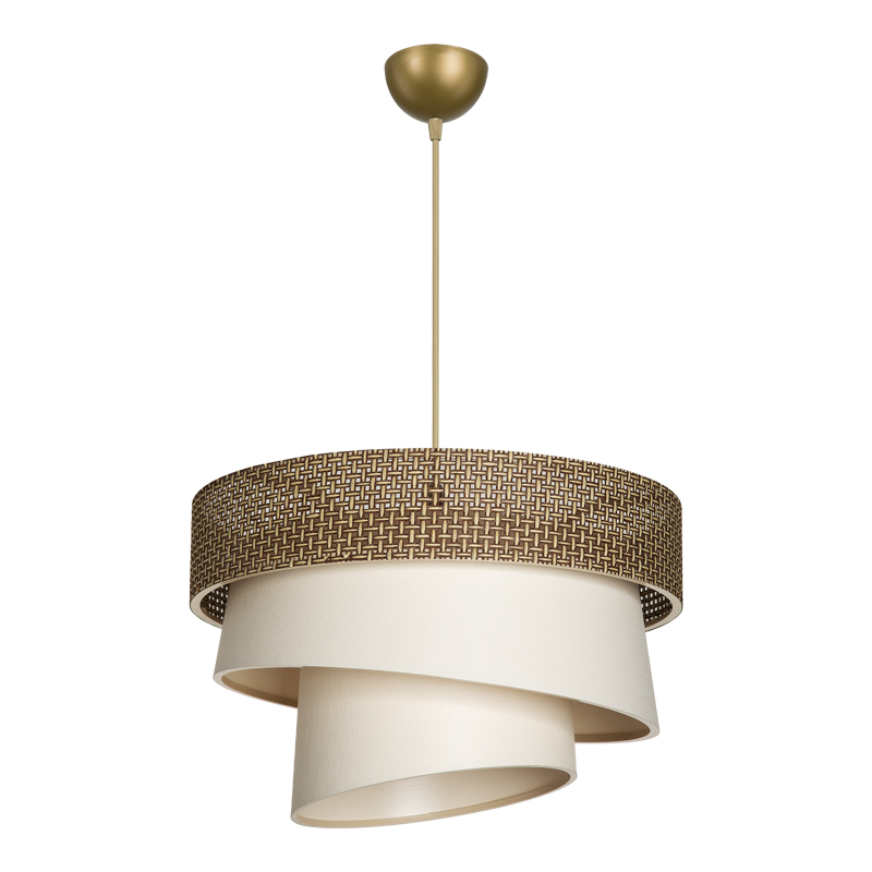 product_pako_147-000175 Φωτιστικό οροφής μονόφωτο Tazma ύφασμα σε καφέ και κρεμ απόχρωση Φ38x65εκ - Image 1