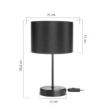 Επιτραπέζιο φωτιστικό PWL-1183 Ε27 μαύρο Φ22x36.5εκ - Image 4