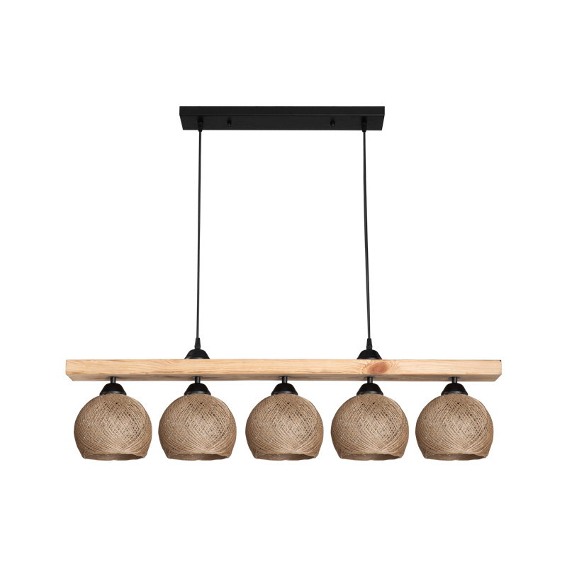 product_pako_147-000197 Φωτιστικό οροφής πεντάφωτο Salote Ε27 σε καφέ-φυσική απόχρωση 100x18x24εκ - Image 1