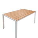 Τραπέζι Nares αλουμίνιο λευκό-plywood φυσικό 140x80x72.5εκ - Image 3