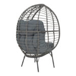 Πολυθρόνα Nestie wicker rattan γκρι-μεταλλικό γκρι πόδι-γκρι μαξιλάρι 102x80x155εκ - Image 2