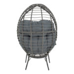 Πολυθρόνα Nestie wicker rattan γκρι-μεταλλικό γκρι πόδι-γκρι μαξιλάρι 102x80x155εκ - Image 5