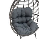 Πολυθρόνα Nestie wicker rattan γκρι-μεταλλικό γκρι πόδι-γκρι μαξιλάρι 102x80x155εκ - Image 6