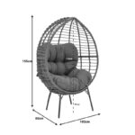 Πολυθρόνα Nestie wicker rattan γκρι-μεταλλικό γκρι πόδι-γκρι μαξιλάρι 102x80x155εκ - Image 9