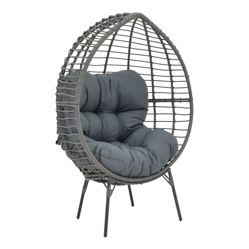 product_pako_152-000020 Πολυθρόνα Nestie wicker rattan γκρι-μεταλλικό γκρι πόδι-γκρι μαξιλάρι 102x80x155εκ - Image 1