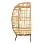 Πολυθρόνα Frox wicker rattan φυσικό-μεταλλικό φυσικό-μαύρο πόδι-μπεζ μαξιλάρι 96x76x145εκ - Image 3