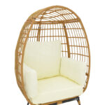 Πολυθρόνα Frox wicker rattan φυσικό-μεταλλικό φυσικό-μαύρο πόδι-μπεζ μαξιλάρι 96x76x145εκ - Image 5