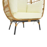 Πολυθρόνα Frox wicker rattan φυσικό-μεταλλικό φυσικό-μαύρο πόδι-μπεζ μαξιλάρι 96x76x145εκ - Image 7