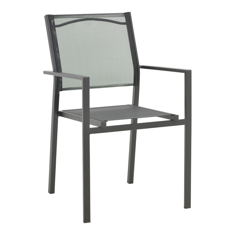 product_pako_152-000028 Πολυθρόνα Confidence μαύρο μέταλλο και μαύρο textilene 54x54x86εκ - Image 1
