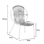 Καρέκλα Dapper λευκό μέταλλο-pe φυσικό 64.5x71x92.5εκ - Image 2