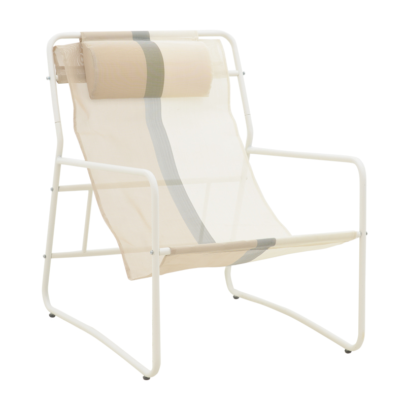 product_pako_152-000044 Σεζλόνγκ Feisty αλουμίνιο λευκό-textilene γκρι-εκρού-μαξιλάρι 65x83x86εκ - Image 1