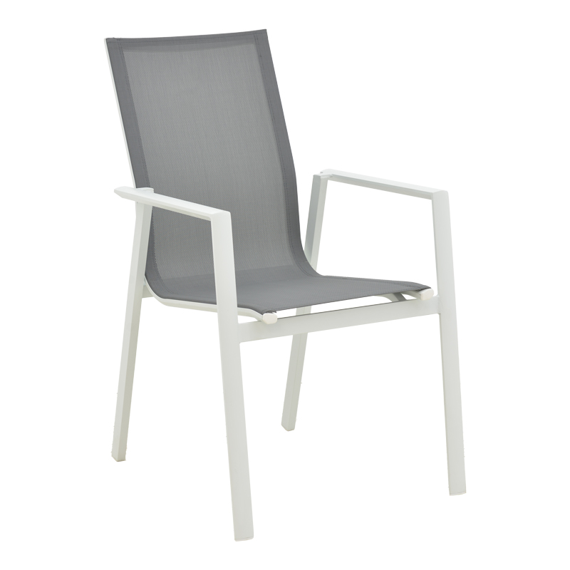 product_pako_152-000049 Πολυθρόνα κήπου Dashiell αλουμίνιο λευκό textilene γκρι 57x71x93εκ - Image 1