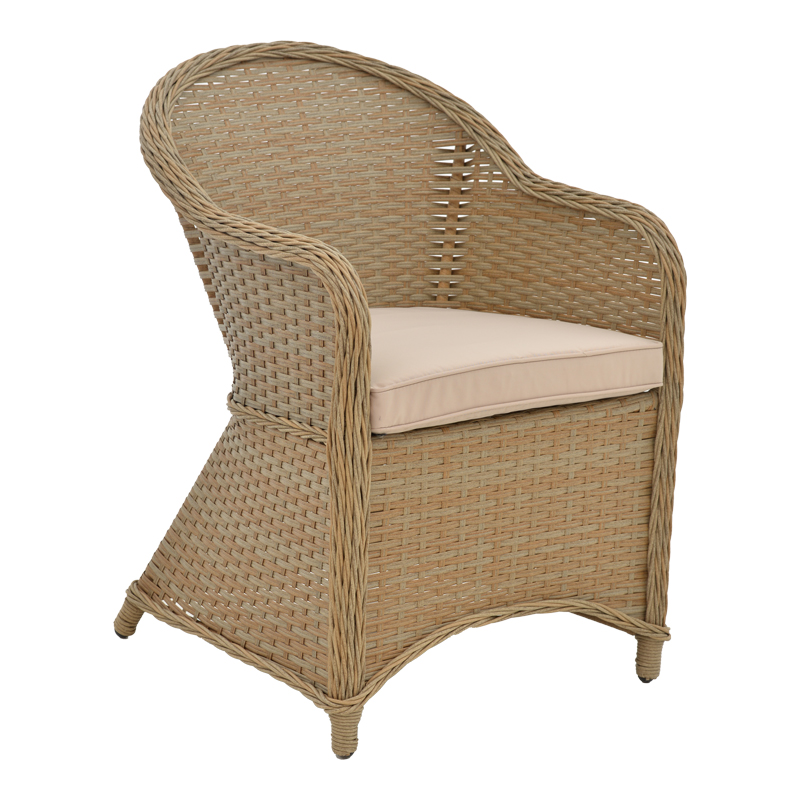 product_pako_152-000053 Πολυθρόνα κήπου Hadrian rattan καφέ- textilene μπεζ 57x70x85εκ - Image 1