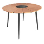 Τραπεζαρία Pinap-Dashiell σετ 5τεμ μαύρο αλουμίνιο και plywood σε φυσική απόχρωση Φ110x74εκ - Image 6
