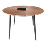 Τραπεζαρία Pinap-Dashiell σετ 5τεμ μαύρο αλουμίνιο και plywood σε φυσική απόχρωση Φ110x74εκ - Image 7