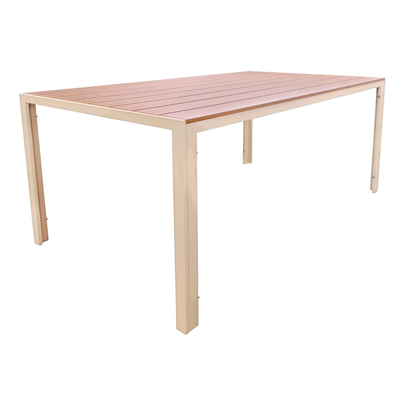 product_pako_152-000106 Τραπέζι Nares σαμπανί αλουμίνιο plywood σε φυσική απόχρωση 140x80x72.5εκ - Image 1