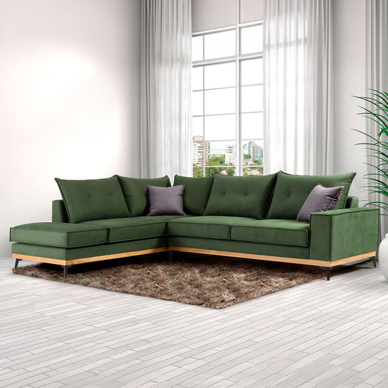 product_pako_168-000002 Γωνιακός καναπές δεξιά γωνία Luxury II ύφασμα κυπαρισσί-ανθρακί 290x235x95εκ - Image 1