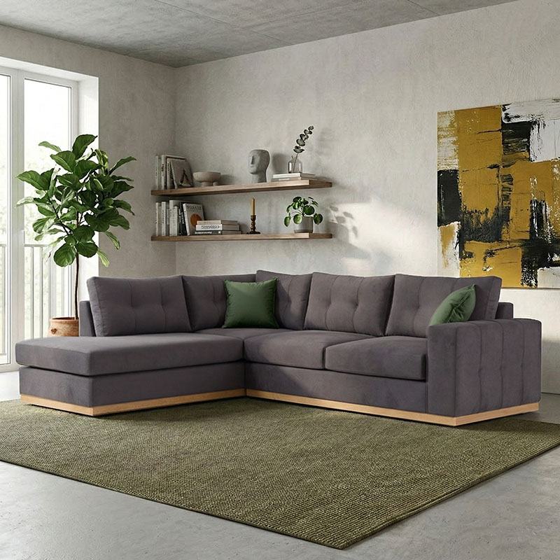 product_pako_168-000004 Γωνιακός καναπές δεξιά γωνία Boston ύφασμα ανθρακί-κυπαρισσί 280x225x90εκ - Image 1