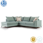 Γωνιακός καναπές δεξιά γωνία Romantic ύφασμα Ciel-Cream 290x235x95εκ - Image 2