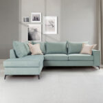 Γωνιακός καναπές δεξιά γωνία Romantic ύφασμα Ciel-Cream 290x235x95εκ