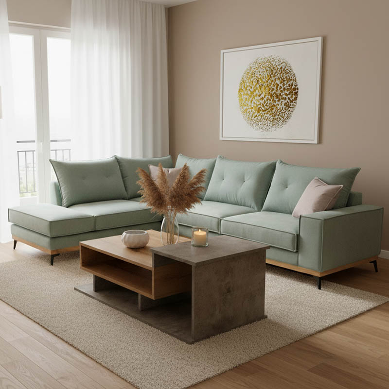 product_pako_168-000008 Γωνιακός καναπές δεξιά γωνία Luxury II ύφασμα ciel-cream 290x235x95εκ - Image 1