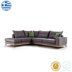 Γωνιακός καναπές δεξιά γωνία Luxury II ύφασμα ανθρακί-κυπαρισσί 290x235x95εκ - Image 2