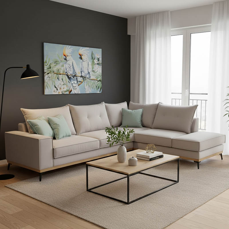 product_pako_168-000013 Γωνιακός καναπές αριστερή γωνία Luxury II ύφασμα elephant-ciel 290x235x95εκ - Image 1