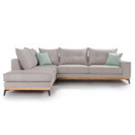 Γωνιακός καναπές δεξιά γωνία Luxury II ύφασμα elephant-ciel 290x235x95εκ - Image 3