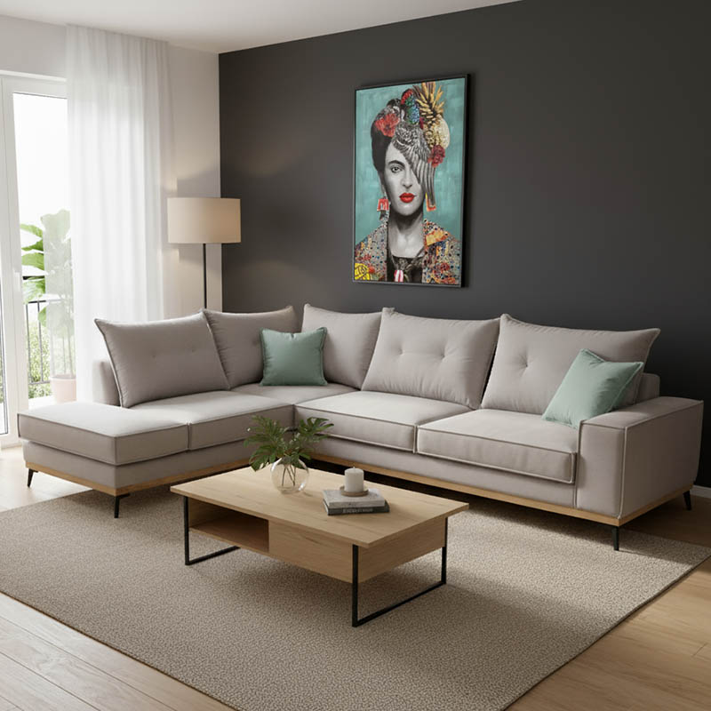 product_pako_168-000014 Γωνιακός καναπές δεξιά γωνία Luxury II ύφασμα elephant-ciel 290x235x95εκ - Image 1