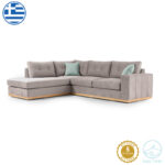 Γωνιακός καναπές δεξιά γωνία Boston ύφασμα elephant-ciel 280x225x90εκ - Image 2